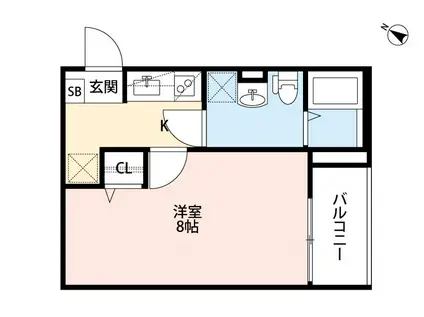 アリッサム(1K/2階)の間取り写真
