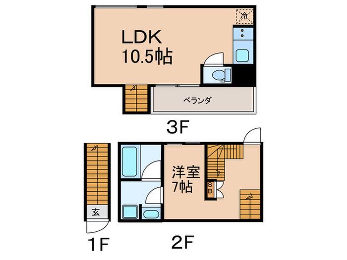 アトリオ三軒茶屋(1LDK/1階)の間取り写真