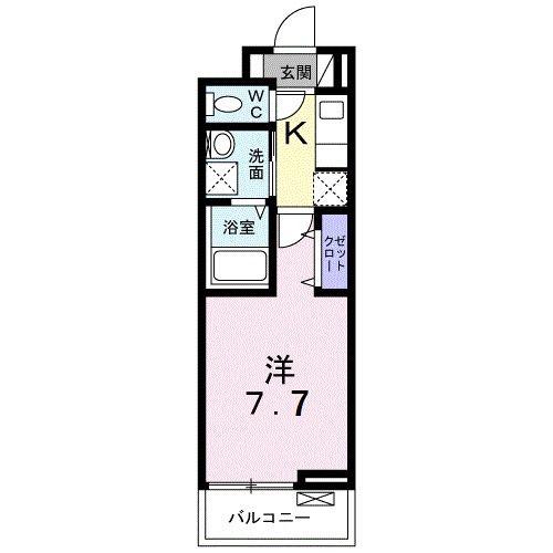 ブランメゾン帷子ノ辻(1K/2階)の間取り写真