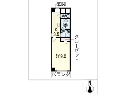 セントラルコート(1K/3階)の間取り写真