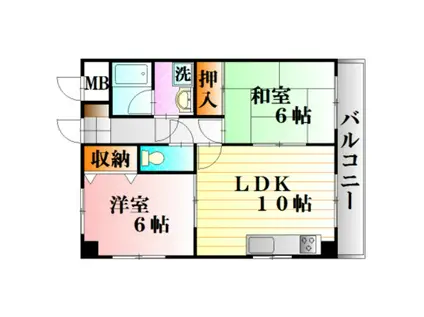 レジャンデールI(2LDK/7階)の間取り写真