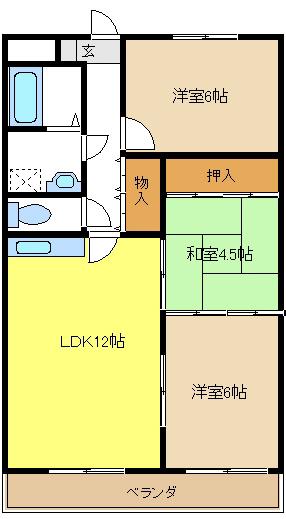 ミラベル元植田(3LDK/2階)の間取り写真