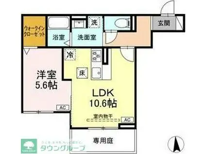 ルヴィータ矢田南(1LDK/1階)の間取り写真