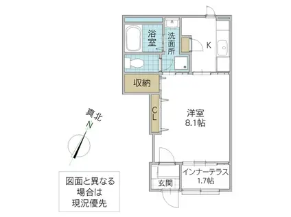 サクシード鹿島谷B(1K/1階)の間取り写真