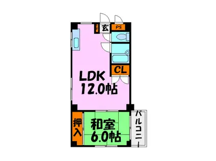 プティセジュール(1LDK/2階)の間取り写真