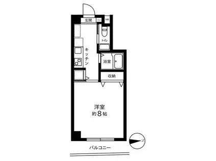 ルーブル府中 壱番館(1K/2階)の間取り写真