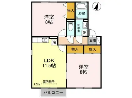 エルピス A(2LDK/2階)の間取り写真