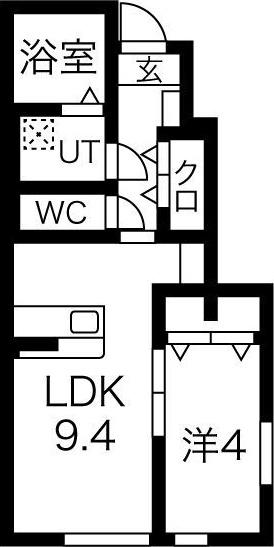 フルールポミエ A(1LDK/1階)の間取り写真