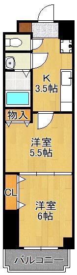 中津口センタービル(2K/9階)の間取り写真