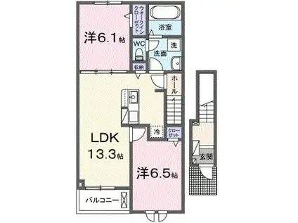 プリムラ I(2LDK/2階)の間取り写真