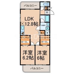 ホワイトホーク(2LDK/1階)の間取り写真