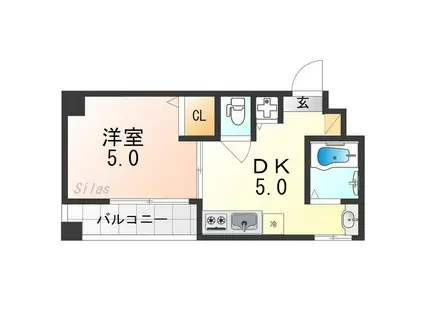 プロスペクト河原町五条(1DK/10階)の間取り写真