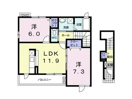 サピー・レジデンス(2LDK/2階)の間取り写真