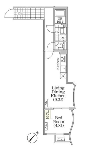 BRICK RESIDENCE 目黒本町(1LDK/5階)の間取り写真