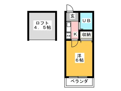 ラベンダー湘南III(1K/2階)の間取り写真