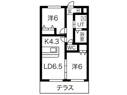 ジュエル A棟 (2LDK/1階)の間取り写真