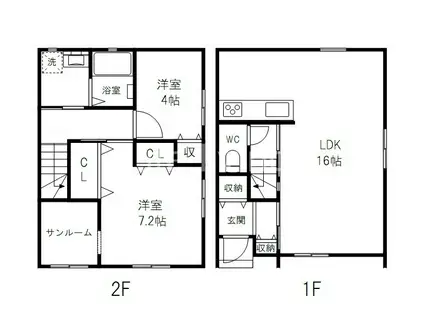 BEAMS富岡II(2LDK/1階)の間取り写真
