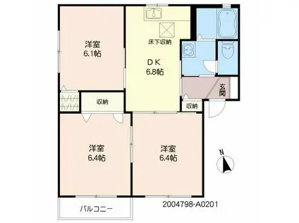 セゾン菜の実(3DK/2階)の間取り写真