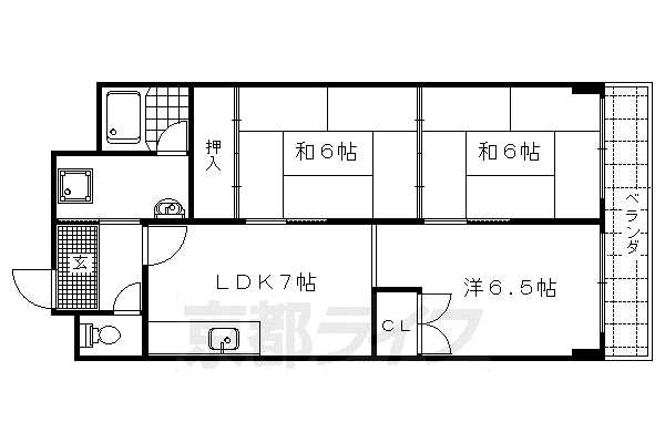 シャトー嵐望I(3LDK/2階)の間取り写真
