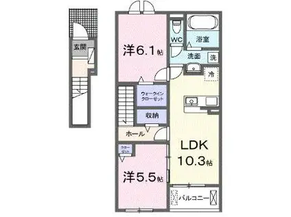 アストピア千田(2LDK/2階)の間取り写真