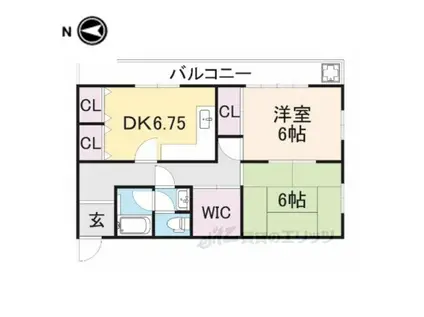 甲第ハイツ西本(2DK/3階)の間取り写真