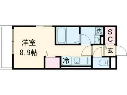 LE DOME西霞町(ワンルーム/3階)の間取り写真