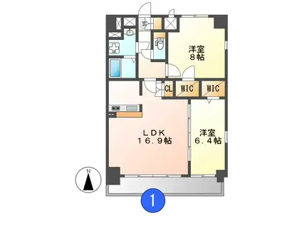 プレスティ則武(2LDK/10階)の間取り写真