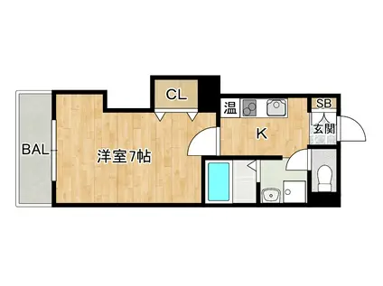 みおつくし城北(1K/2階)の間取り写真