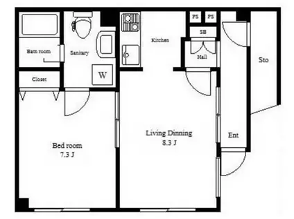 レガリア東中野ウエスト(1LDK/1階)の間取り写真