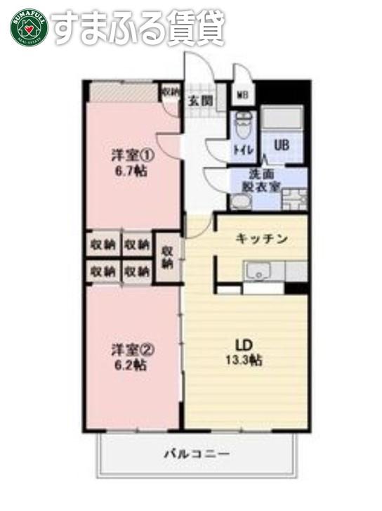 MAISON・DE・CHOCOLAT(2LDK/2階)の間取り写真