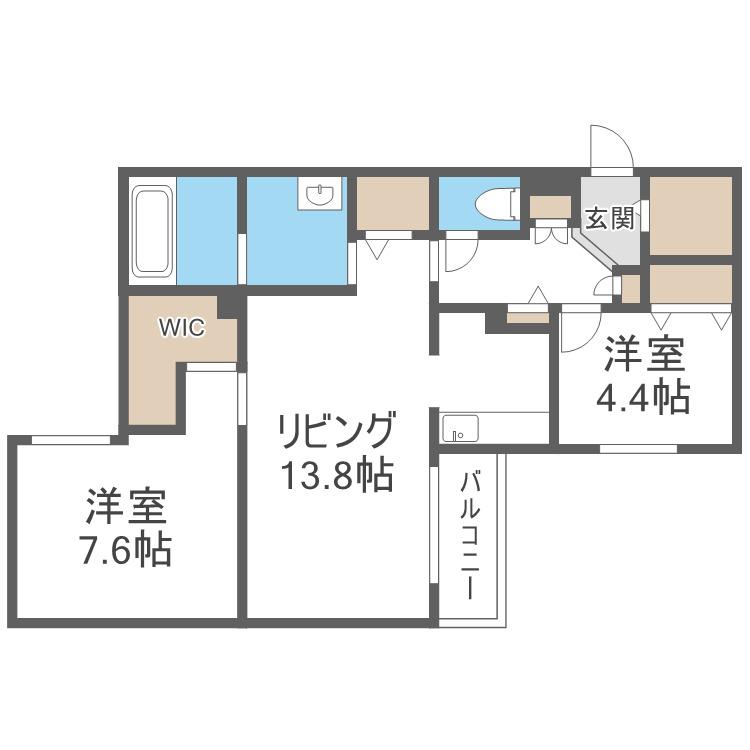 エフュート南円山(2LDK/1階)の間取り写真