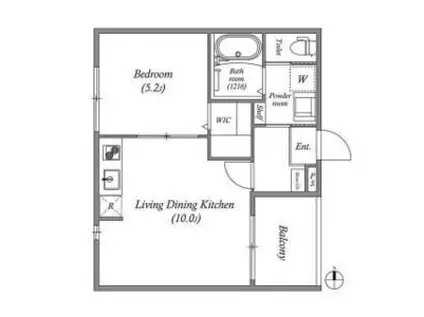 アサヒテラスひかり(1LDK/2階)の間取り写真