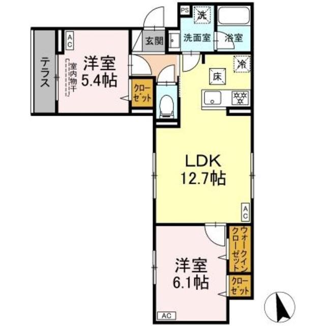 グラナーデ江戸川B(2LDK/1階)の間取り写真