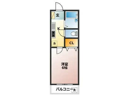 パラドール常盤II(1K/2階)の間取り写真