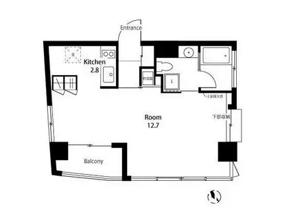 カーサティービーキュー(ワンルーム/2階)の間取り写真