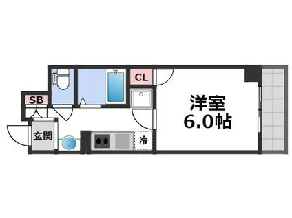 グランパシフィック鶴橋(1K/2階)の間取り写真