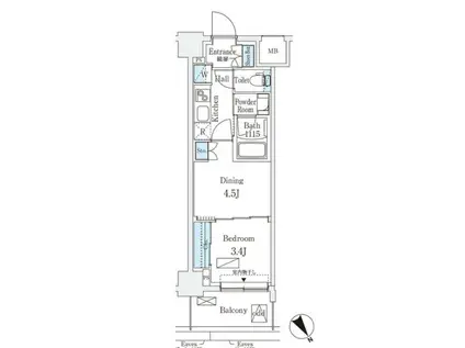 エル・セレーノ横浜(2K/5階)の間取り写真
