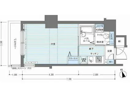 レジディア銀座東(1K/6階)の間取り写真