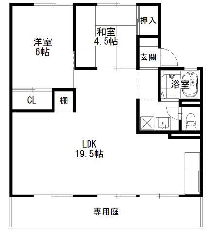 セジュール富士A棟(2LDK/1階)の間取り写真