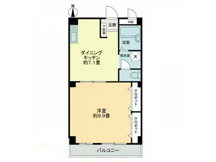 フィネス秋桜(1DK/2階)の間取り写真