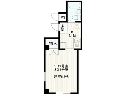 新倉ビル(1K/3階)の間取り写真