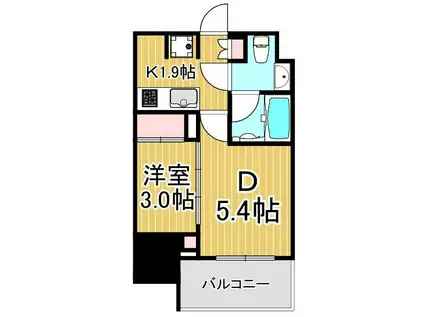 ザ・パークハビオ北千住(1DK/10階)の間取り写真