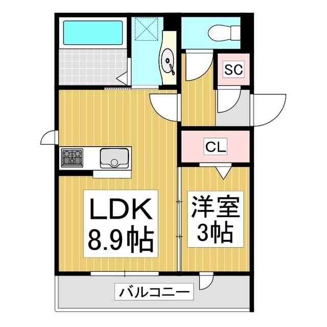 GRAND D-ROOM 吉田(1LDK/2階)の間取り写真