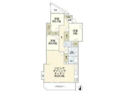 ニューウェルテラス金沢八景 B棟(3LDK/2階)の間取り写真