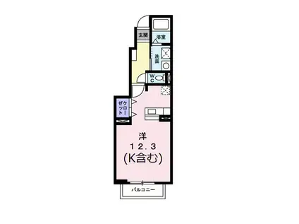 トップラインA(ワンルーム/1階)の間取り写真