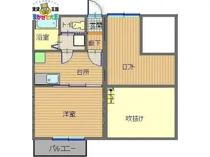 レジデンシャル平野町(1K/2階)の間取り写真