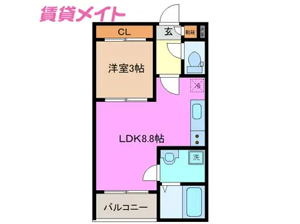 REGALEST白須賀(1LDK/1階)の間取り写真