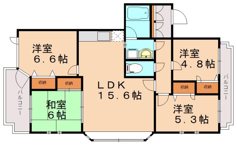 SPRING COURT南室見(4LDK/3階)の間取り写真