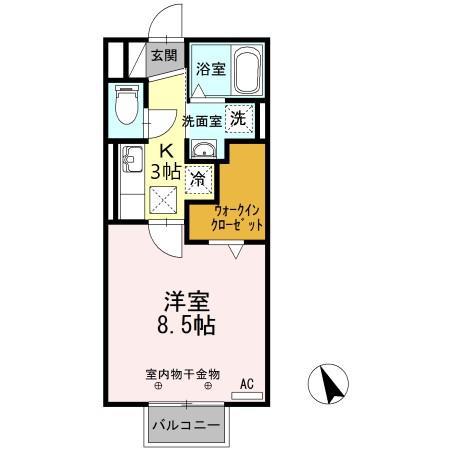 アルディーラ伊倉 B棟(1K/1階)の間取り写真