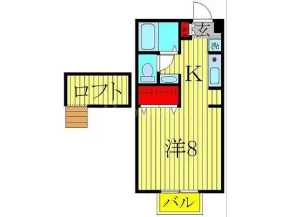 ファミーユ南柏(1K/2階)の間取り写真